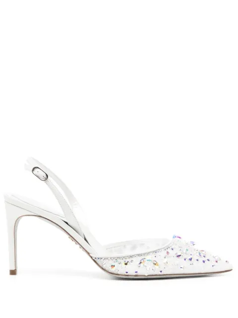 René Caovilla lace embellished sling back pumps White C11703080PI01V749