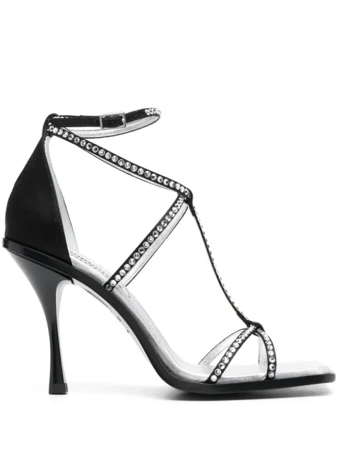 DSQUARED2 crystal-embellished square-toe sandals Black HSW020600103941