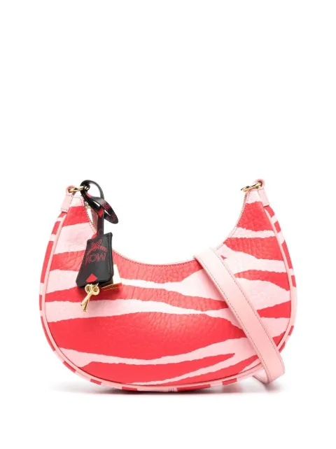 MCM zebra-print leather shoulder bag Pink MWSDSTA02
