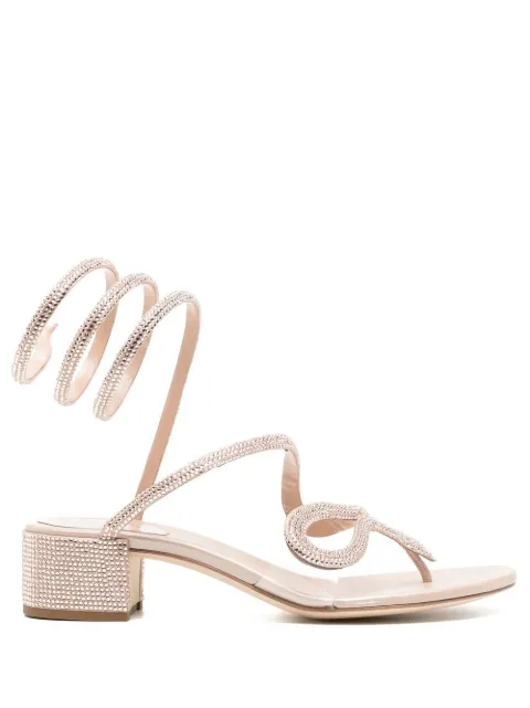 René Caovilla snake crystal embellished sandals Pink C11632040R001V233
