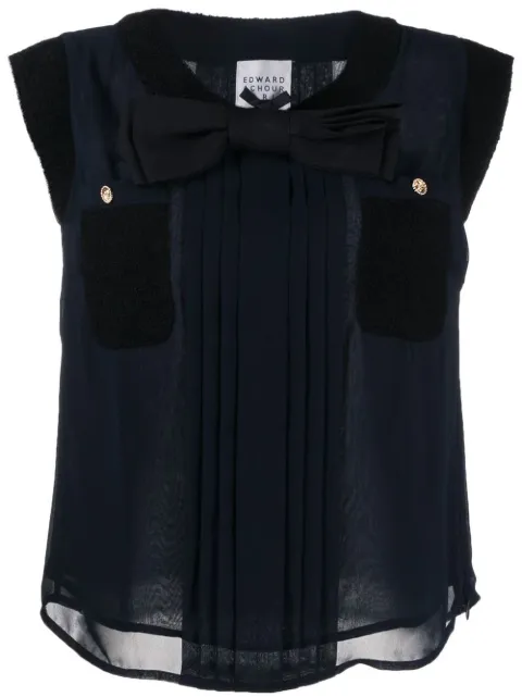 Edward Achour Paris bow-detail top Blue 030609