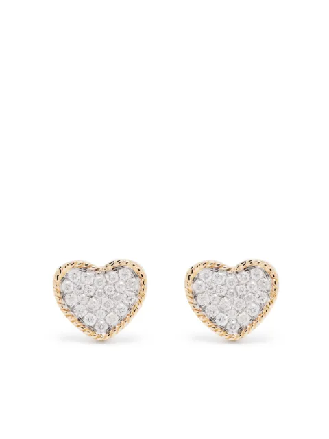 Yvonne Léon 9kt yellow gold diamond heart stud earrings Gold PMINIPUCCOEURDIAOJ