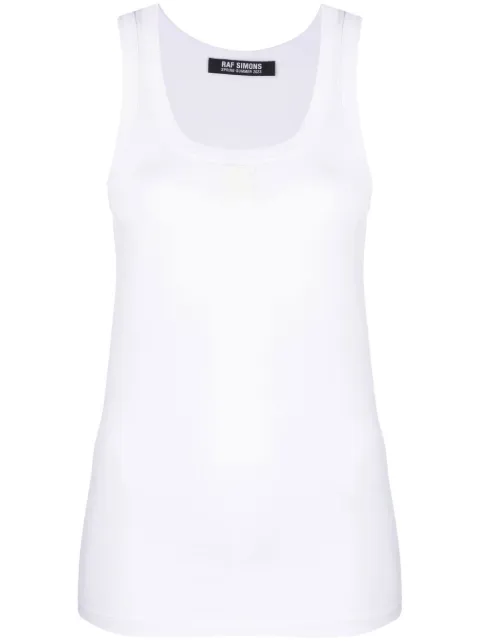 Raf Simons logo-patch cotton tank top White 231W122A19017