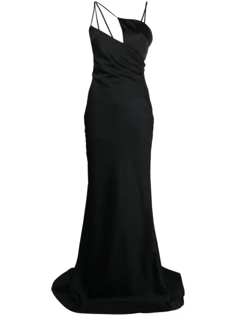 The Attico Melva satin long dress Black 232WCW69E020