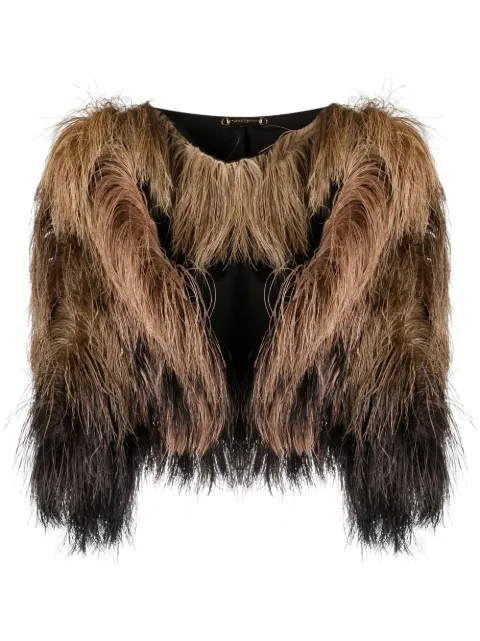 Gucci Pre-Owned 2010s two-tone feather sleeves Brown GUC3500M