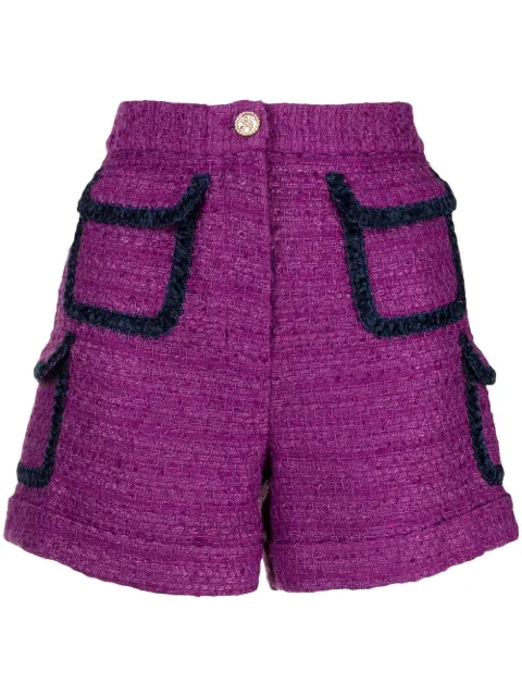 Edward Achour Paris tweed pocketed shorts Purple 031005