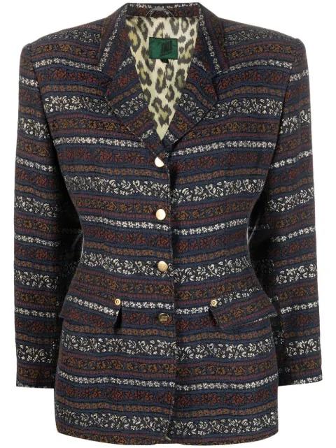 Jean Paul Gaultier Pre-Owned 1990s patterned jacquard blazer Blue JPGA450BC