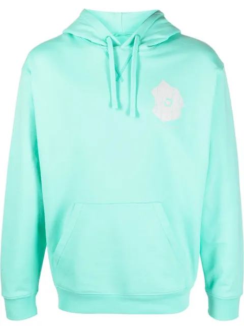 OBJECTS IV LIFE abstract-print organic cotton hoodie Green OBJ00211222