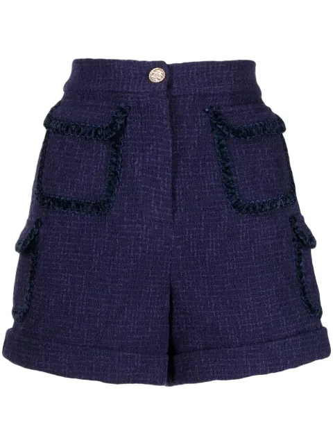 Edward Achour Paris tweed pocketed shorts Blue 031005violet