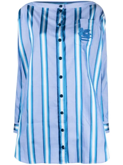 ETRO vertical-stripe long-sleeve shirt dress Blue 124121664
