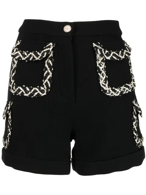 Edward Achour Paris tweed pocketed shorts Black 031007