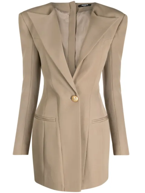 Balmain single-breasted blazer dress Brown AF1R9625WB05