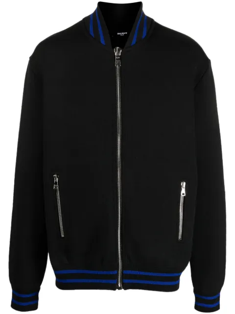 Balmain zipped knit jumper Black AH1TF185KD72