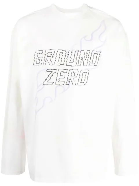 Ground Zero graphic-print long-sleeved T-shirt White GZSS23TE017