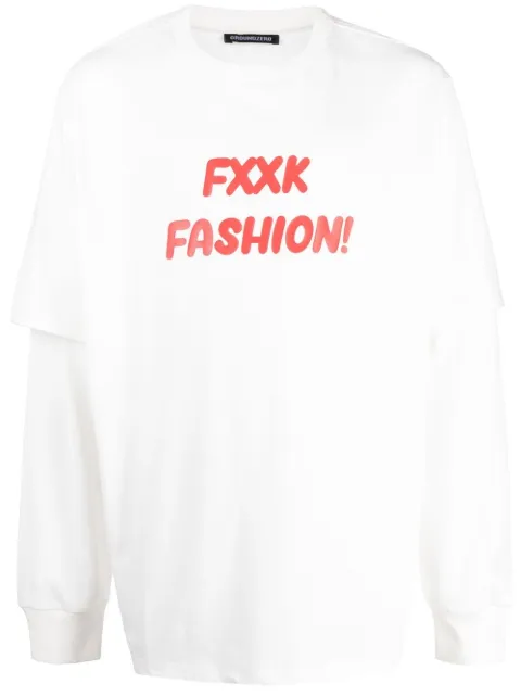 Ground Zero slogan-print double-sleeved T-shirt White GZSS23TE016A