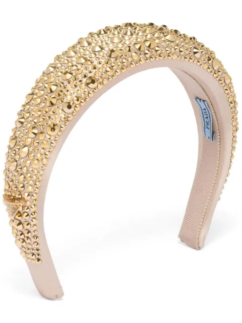 Prada crystal-embellished satin headband Gold 1IH0192D0H