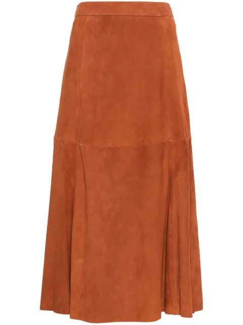 Polo Ralph Lauren suede A-line midi skirt Orange 211916392001