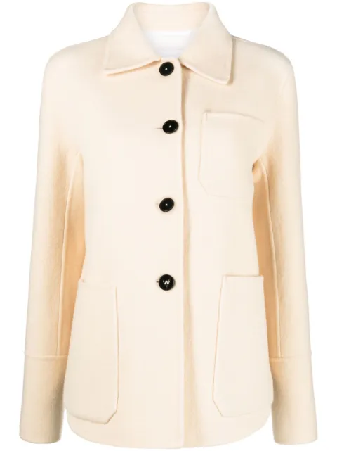 Jil Sander button-up wool shirt jacket Neutrals J04BN0004J40020