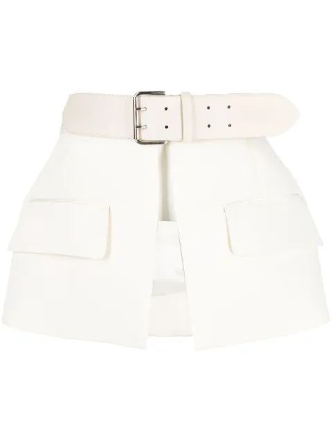 Dice Kayek High-waisted peplum belt skirt Neutrals J432