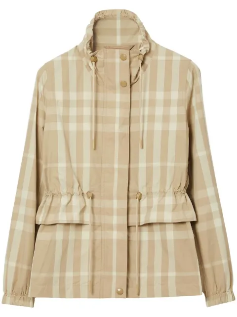 Burberry funnel-neck check jacket Neutrals 8067823