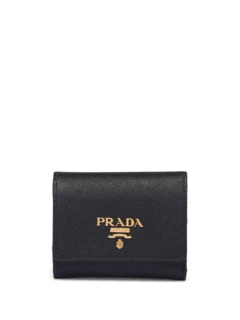 Prada small logo-lettering leather wallet Black 1MH043ZLP