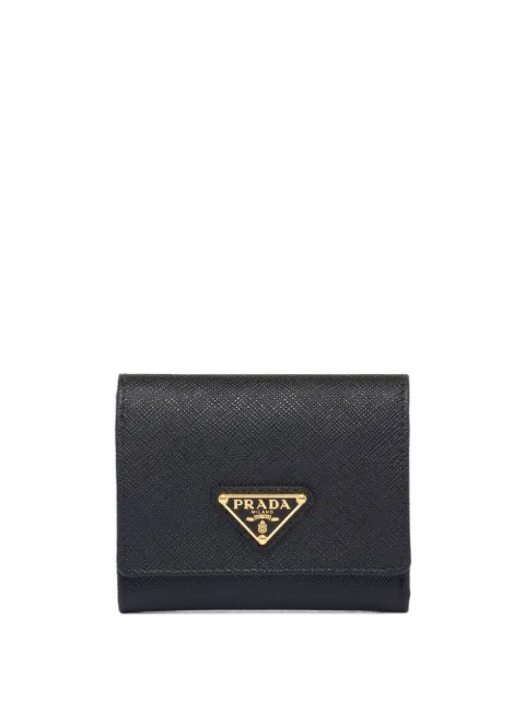 Prada logo-plaque leather wallet Black 1MH043QHH