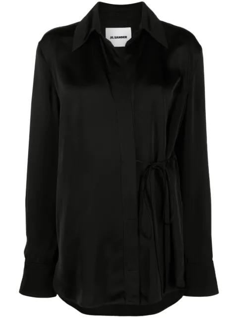Jil Sander tie-fastening wrap shirt Black J02DL0136J65022