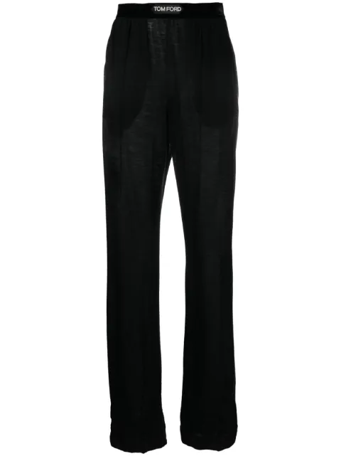 TOM FORD logo-waistband cashmere track pants Black PAJ151JEX059
