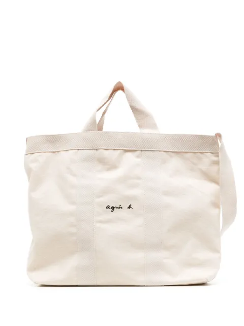 agnès b. logo-print canvas tote bag White P046VSA9