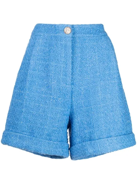 Edward Achour Paris wide-leg tweet shorts Blue 031008