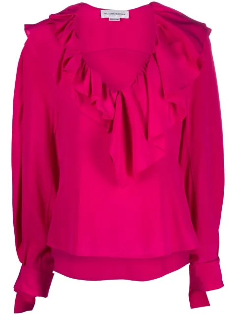 Victoria Beckham ruffled silk blouse Pink 1123WTP004442A