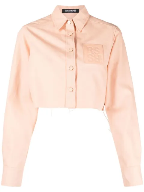Raf Simons logo-patch cropped jacket Pink 231W248