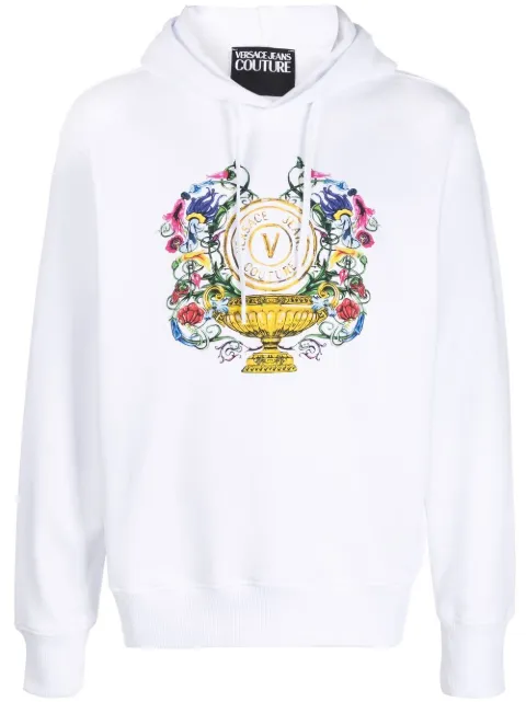 Versace Jeans Couture logo-print hoodie White 74GAIF01CF01F