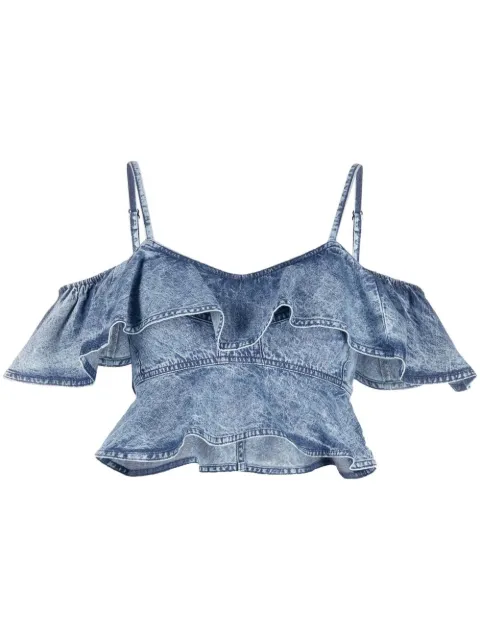 MARANT ÉTOILE Voloteo ruffle blouse Blue HT0008FAA1H38E