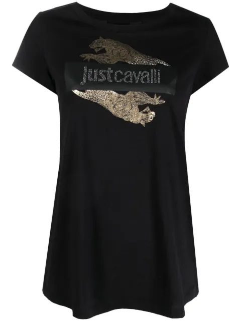 Just Cavalli logo-print cotton T-shirt Black 74PBHF07CJ200