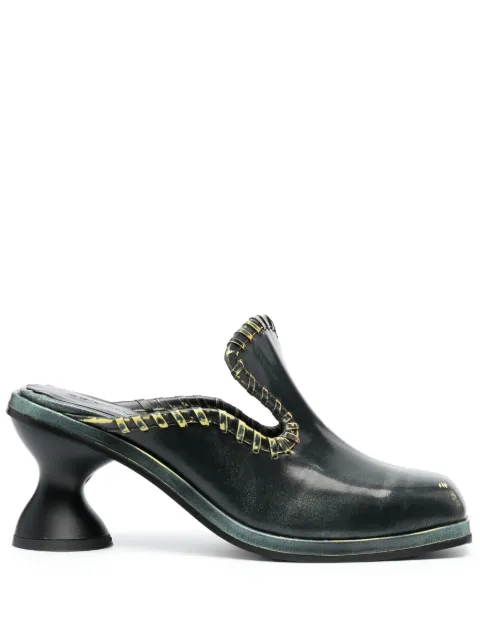 Eckhaus Latta 75mm square-toe leather mules Black FEKLWCRML8900F