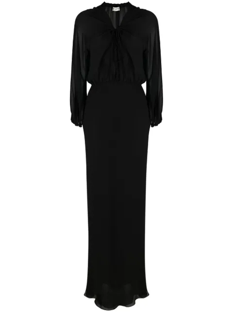 Saint Laurent sheer-panelled silk maxi dress Black 729106Y059R