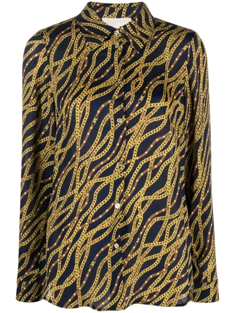 Michael Michael Kors graphic-print long-sleeve shirt Blue MS340A68EE