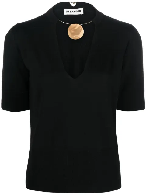 Jil Sander choker-neck short-sleeve top Black J02NF0002J14595