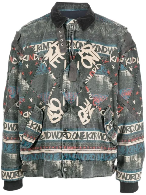 sacai slogan-print bomber jacket Grey 2302970M