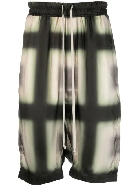 Rick Owens plaid-print knee-length shorts Green RU01C4384JP2