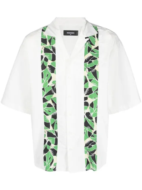 DSQUARED2 leaf-print short-sleeve shirt White S71DM0603S76639