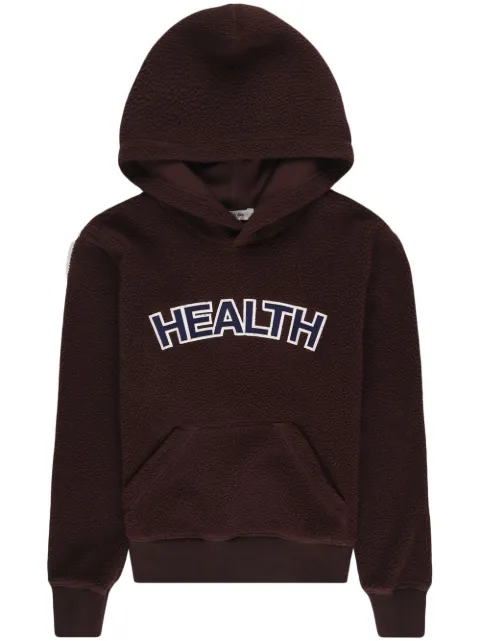 Sporty & Rich slogan-patch fleece hoodie Brown HO664CH