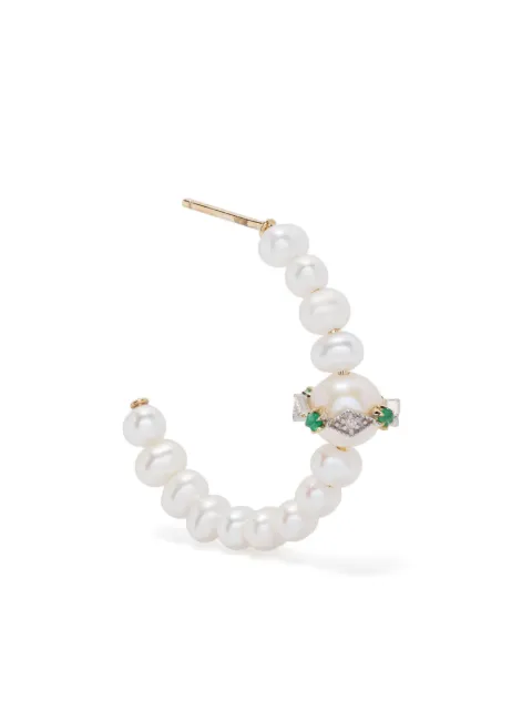 Pascale Monvoisin 9kt yellow-gold Chelsea N°1 pearl and diamond hoop earring White BOCHE1