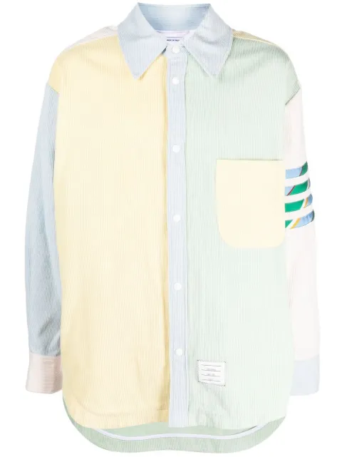 Thom Browne panelled-design pastel shirt Green MJO172FF0220