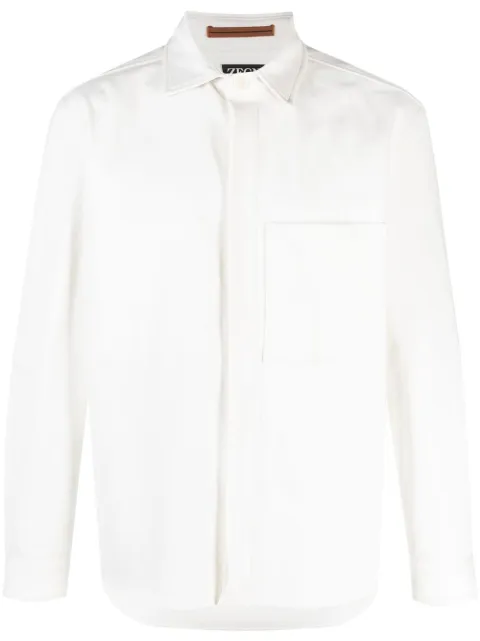 Zegna patch-pocket long-sleeved shirt White UBI81A5400B
