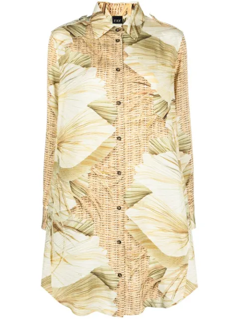 Fay Ipanema Dreams print shirt dress Neutrals N8WH2465530VBQ