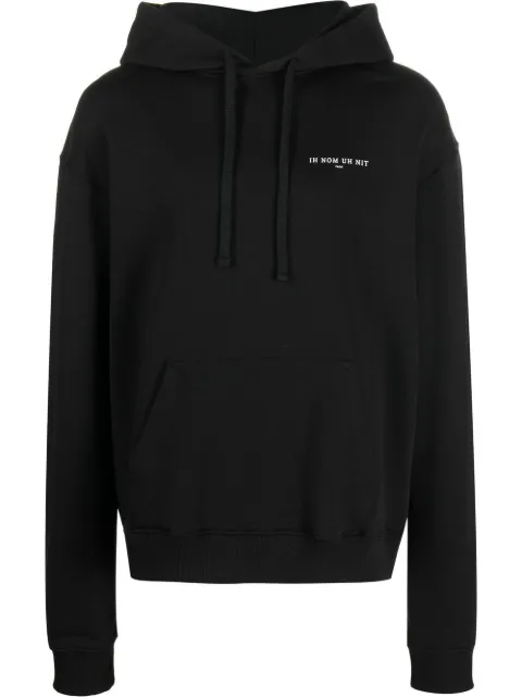 Ih Nom Uh Nit graphic-print cotton hoodie Black NUS23233
