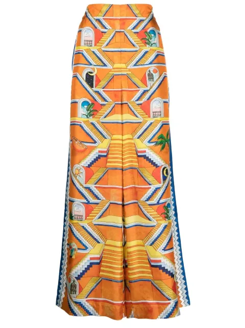 Casablanca Escalier Infini silk wide-leg trousers Orange WS23TR105