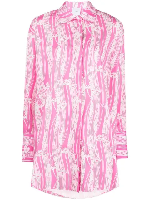 Patou abstract-print mini shirtdress Pink DR08601195054